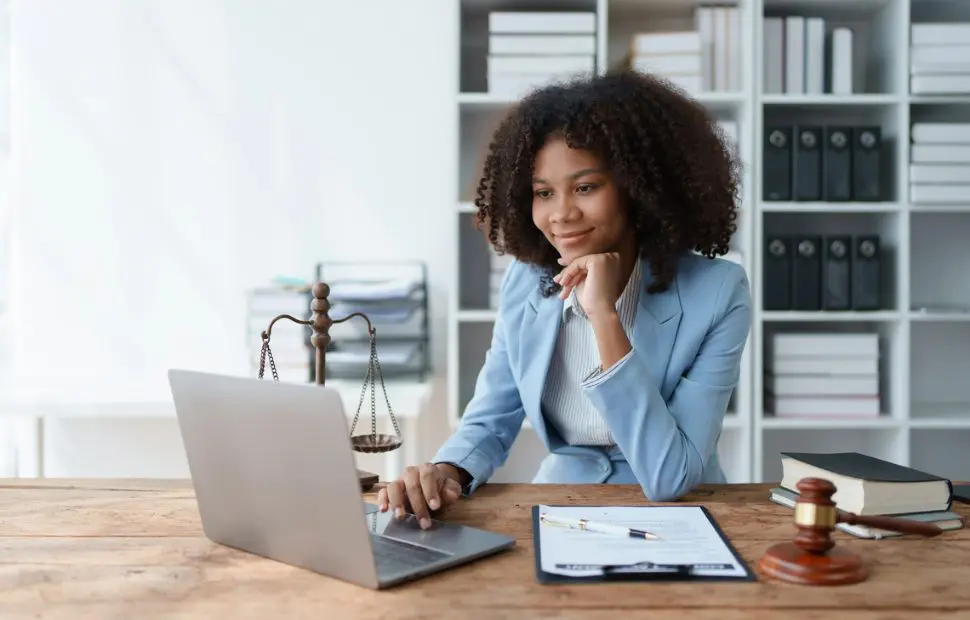 Woman in a legal office.