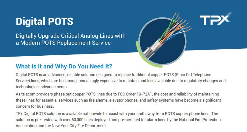 Pots Line Features Digital POTS Datasheet (A POTs Line Replacement Solution) | TPx