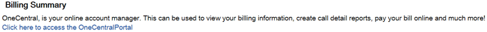 Dash - Billing in OneCentral Portal