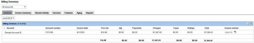 Dash - Billing summary