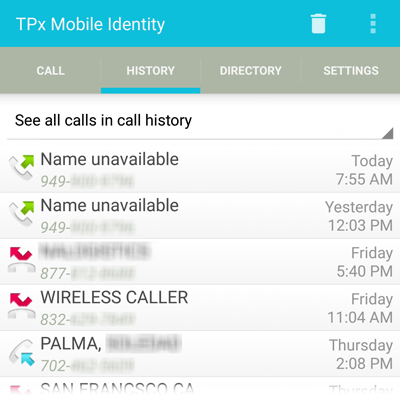 Mobile Identity - Call History - Android