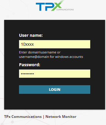 Network Monitor login screen