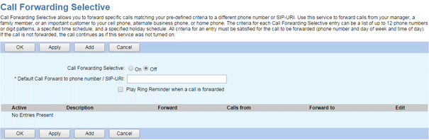 Call Forwarding Selective