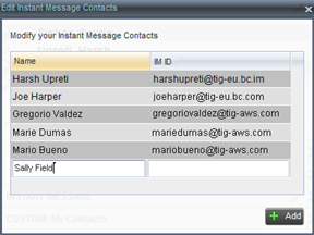 Receptionist - edit instant message contacts